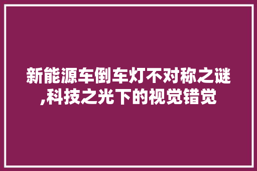 新能源车倒车灯不对称之谜,科技之光下的视觉错觉