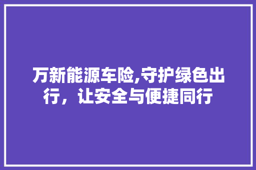 万新能源车险,守护绿色出行，让安全与便捷同行