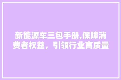 新能源车三包手册,保障消费者权益，引领行业高质量发展