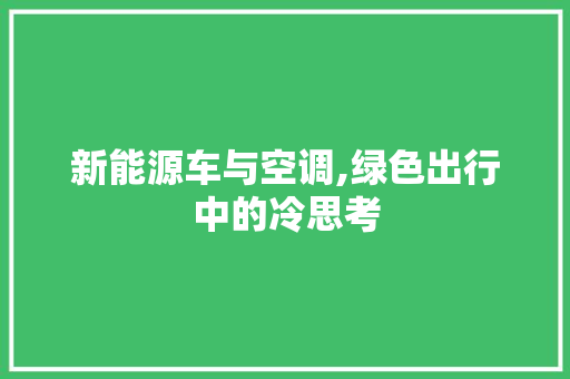 新能源车与空调,绿色出行中的冷思考