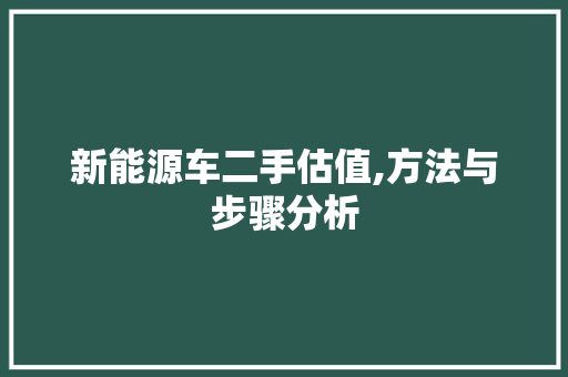 新能源车二手估值,方法与步骤分析