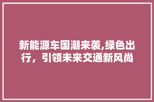 新能源车国潮来袭,绿色出行，引领未来交通新风尚