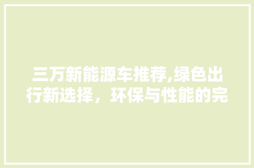 三万新能源车推荐,绿色出行新选择，环保与性能的完美结合