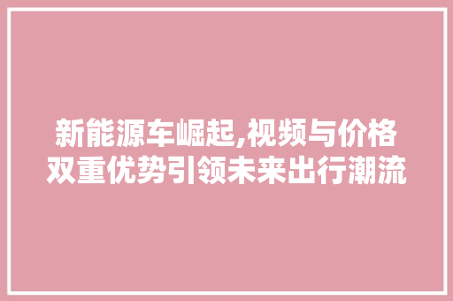 新能源车崛起,视频与价格双重优势引领未来出行潮流