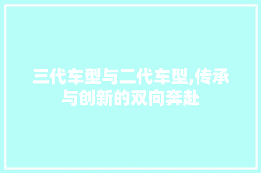 三代车型与二代车型,传承与创新的双向奔赴
