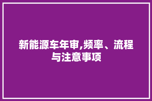 新能源车年审,频率、流程与注意事项