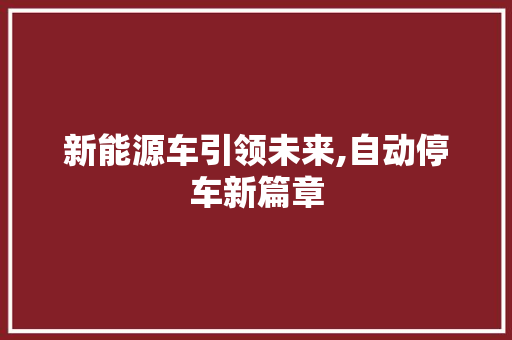 新能源车引领未来,自动停车新篇章