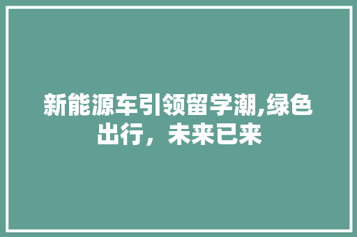 新能源车引领留学潮,绿色出行，未来已来