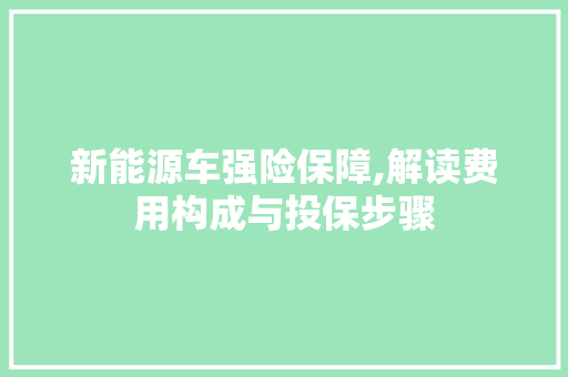 新能源车强险保障,解读费用构成与投保步骤