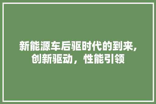 新能源车后驱时代的到来,创新驱动，性能引领