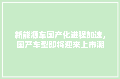 新能源车国产化进程加速，国产车型即将迎来上市潮