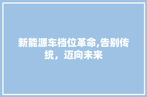 新能源车档位革命,告别传统，迈向未来 汽车轮胎