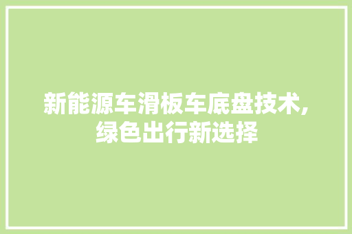 新能源车滑板车底盘技术,绿色出行新选择