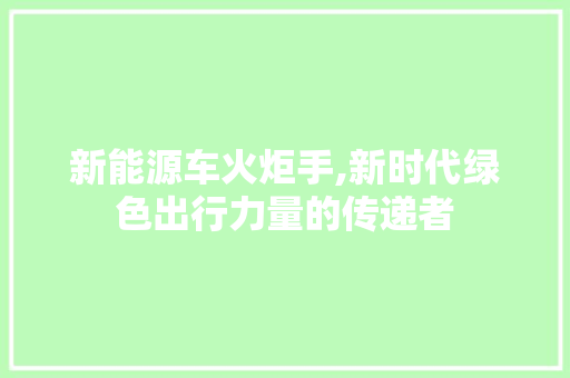 新能源车火炬手,新时代绿色出行力量的传递者