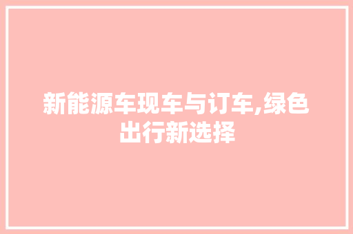 新能源车现车与订车,绿色出行新选择