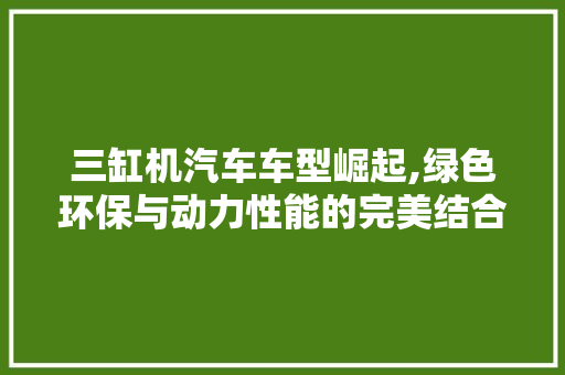 三缸机汽车车型崛起,绿色环保与动力性能的完美结合