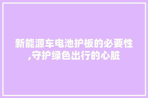 新能源车电池护板的必要性,守护绿色出行的心脏