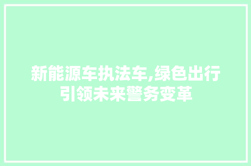 新能源车执法车,绿色出行引领未来警务变革