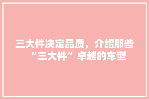 三大件决定品质，介绍那些“三大件”卓越的车型