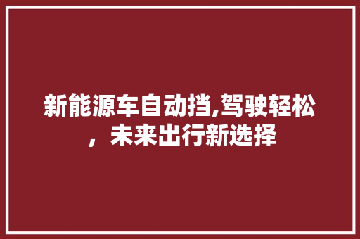 新能源车自动挡,驾驶轻松，未来出行新选择