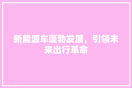 新能源车蓬勃发展，引领未来出行革命