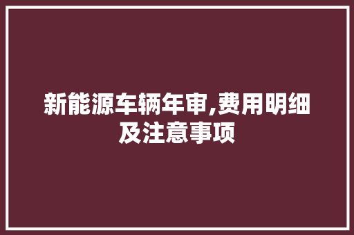 新能源车辆年审,费用明细及注意事项 新能源汽车