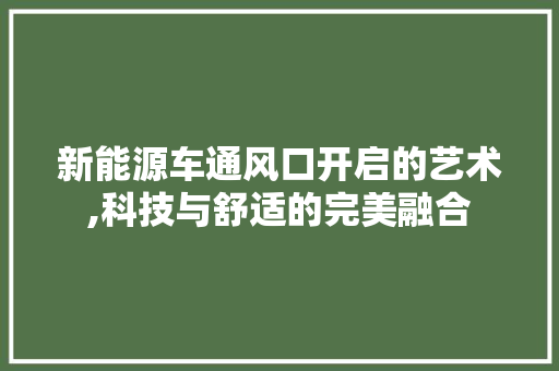 新能源车通风口开启的艺术,科技与舒适的完美融合