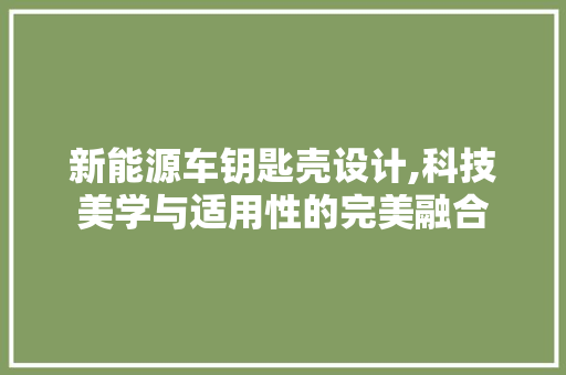 新能源车钥匙壳设计,科技美学与适用性的完美融合