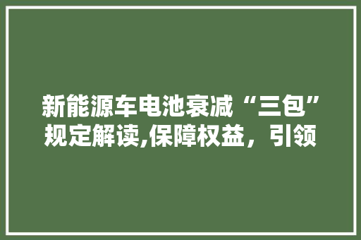 新能源车电池衰减“三包”规定解读,保障权益，引领行业高质量发展