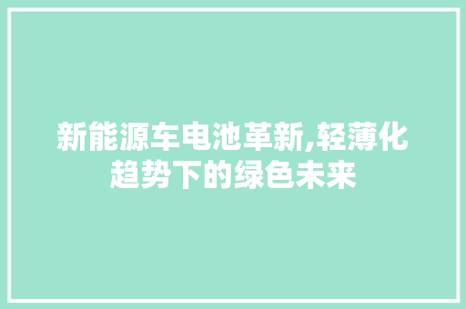 新能源车电池革新,轻薄化趋势下的绿色未来