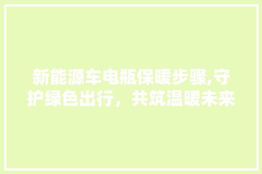 新能源车电瓶保暖步骤,守护绿色出行，共筑温暖未来 汽车配件