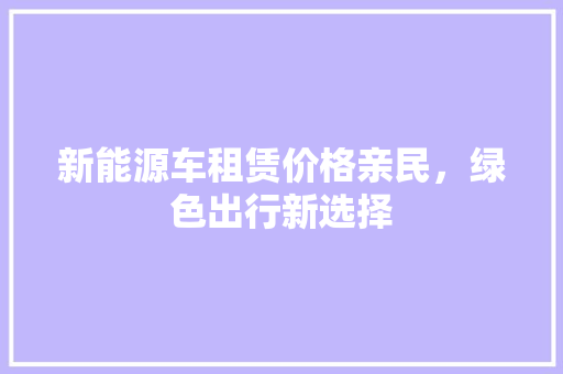 新能源车租赁价格亲民，绿色出行新选择