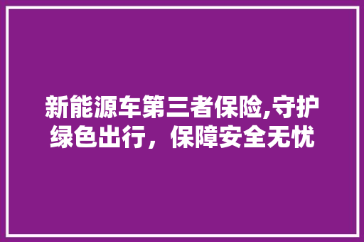 新能源车第三者保险,守护绿色出行，保障安全无忧