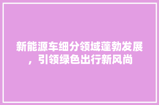 新能源车细分领域蓬勃发展，引领绿色出行新风尚