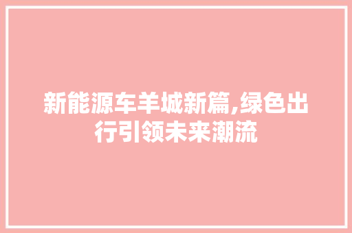 新能源车羊城新篇,绿色出行引领未来潮流