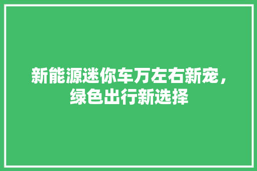 新能源迷你车万左右新宠，绿色出行新选择