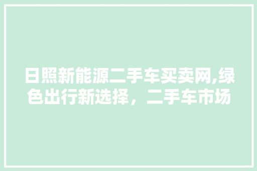 日照新能源二手车买卖网,绿色出行新选择，二手车市场新风向