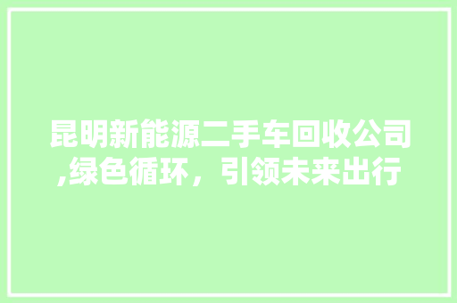 昆明新能源二手车回收公司,绿色循环，引领未来出行新风尚
