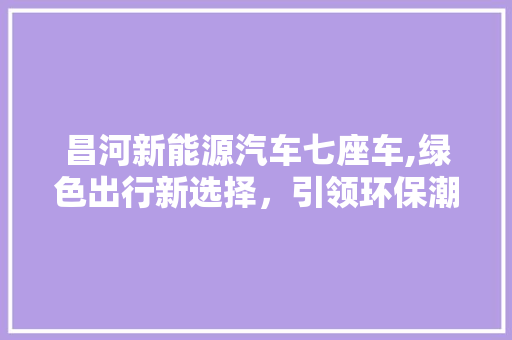 昌河新能源汽车七座车,绿色出行新选择，引领环保潮流