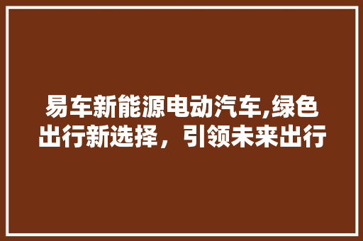 易车新能源电动汽车,绿色出行新选择，引领未来出行潮流