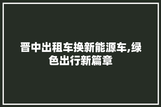 晋中出租车换新能源车,绿色出行新篇章 汽车展览