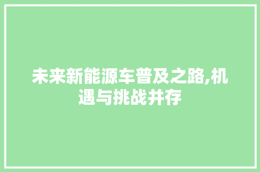 未来新能源车普及之路,机遇与挑战并存