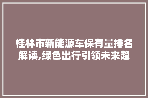 桂林市新能源车保有量排名解读,绿色出行引领未来趋势 车型评测