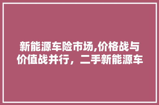 新能源车险市场,价格战与价值战并行，二手新能源车险贵吗