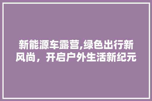 新能源车露营,绿色出行新风尚，开启户外生活新纪元