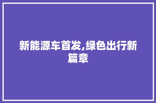 新能源车首发,绿色出行新篇章