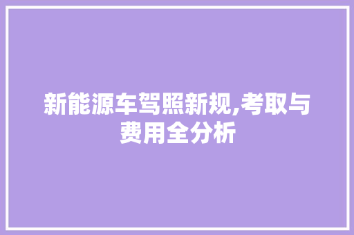 新能源车驾照新规,考取与费用全分析