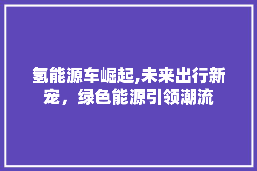 氢能源车崛起,未来出行新宠，绿色能源引领潮流