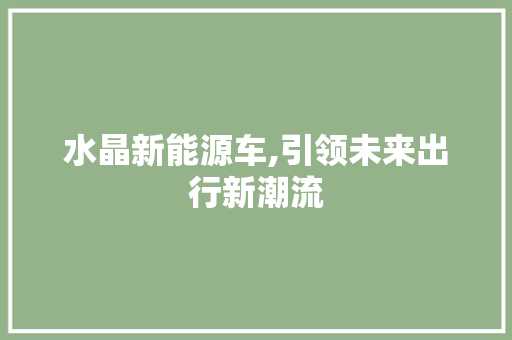 水晶新能源车,引领未来出行新潮流