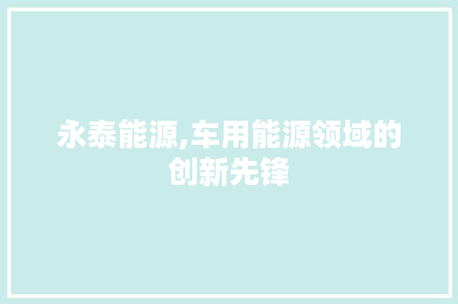 永泰能源,车用能源领域的创新先锋 汽车展览